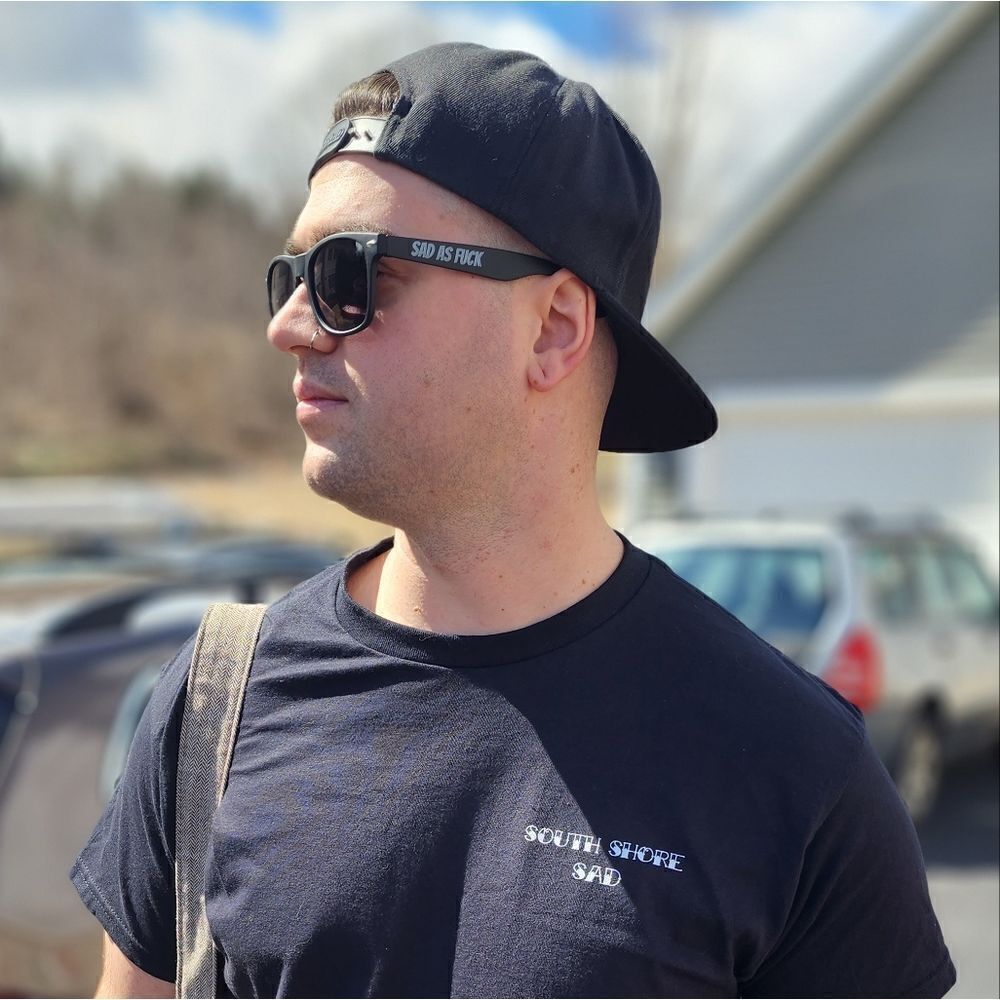 NWT, Black Sad Boy Aviator Sunglasses